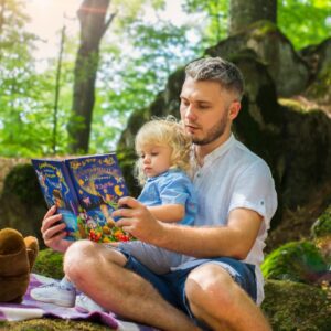 Custom children's book printing by ABPro Print, displaying animated characters and interactive pages for fostering early creativity in kids