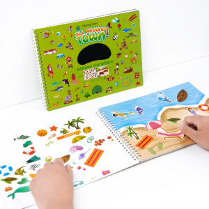 Colorful custom sticker book for kids, perfect for interactive storytelling and creativity