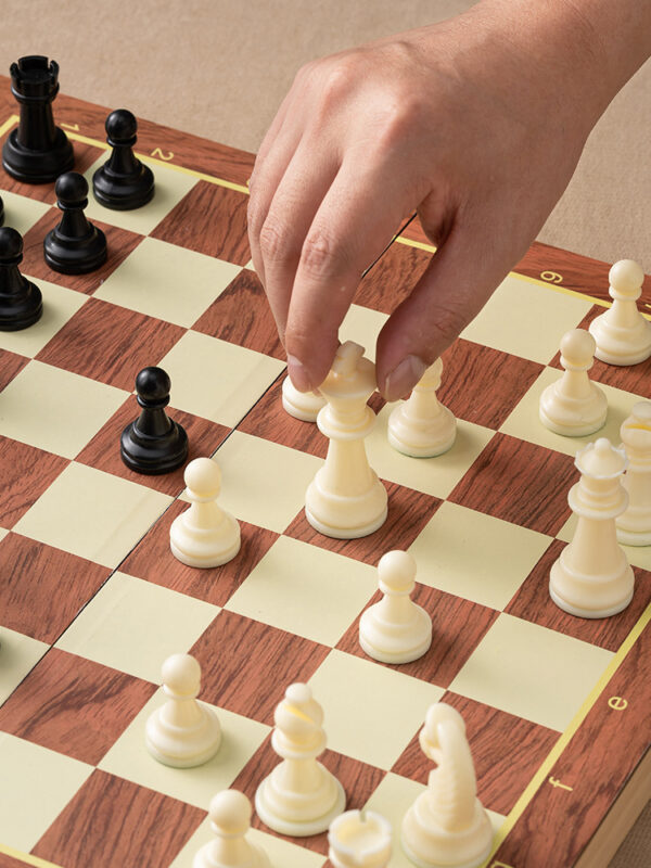 Opulent Custom Wooden Chess Sets for Retailers and Publishing Visionaries Timeless custom wooden chess printing from ABPro Print, revealing sculpted bishops and knights for profound strategic mastery