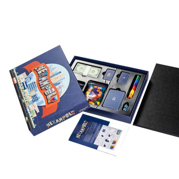 Custom Board Game Printing with Miniatures for Creators High-quality custom board game printing sample showcasing vibrant cards, durable game board, and custom packaging for game designers and wholesalers.