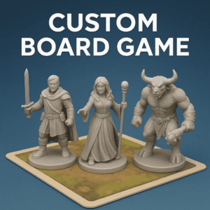 Vibrant 3D printed board game miniatures crafted by ABPro Print for game developers and designers.