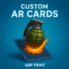Custom AR Card Printing Services for Game Developers Vibrant custom AR card printing services for game developers with geometric patterns