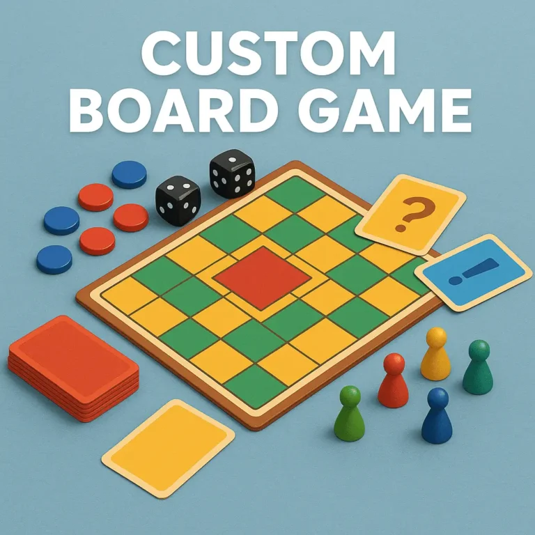 Custom game board printers showcase detailed board game prototype for designers.