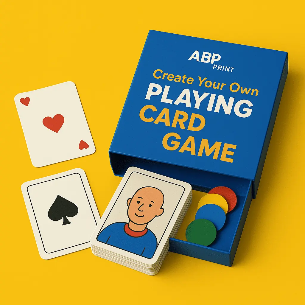 Colorful custom playing card game set crafted for designers and wholesalers by ABP Print.