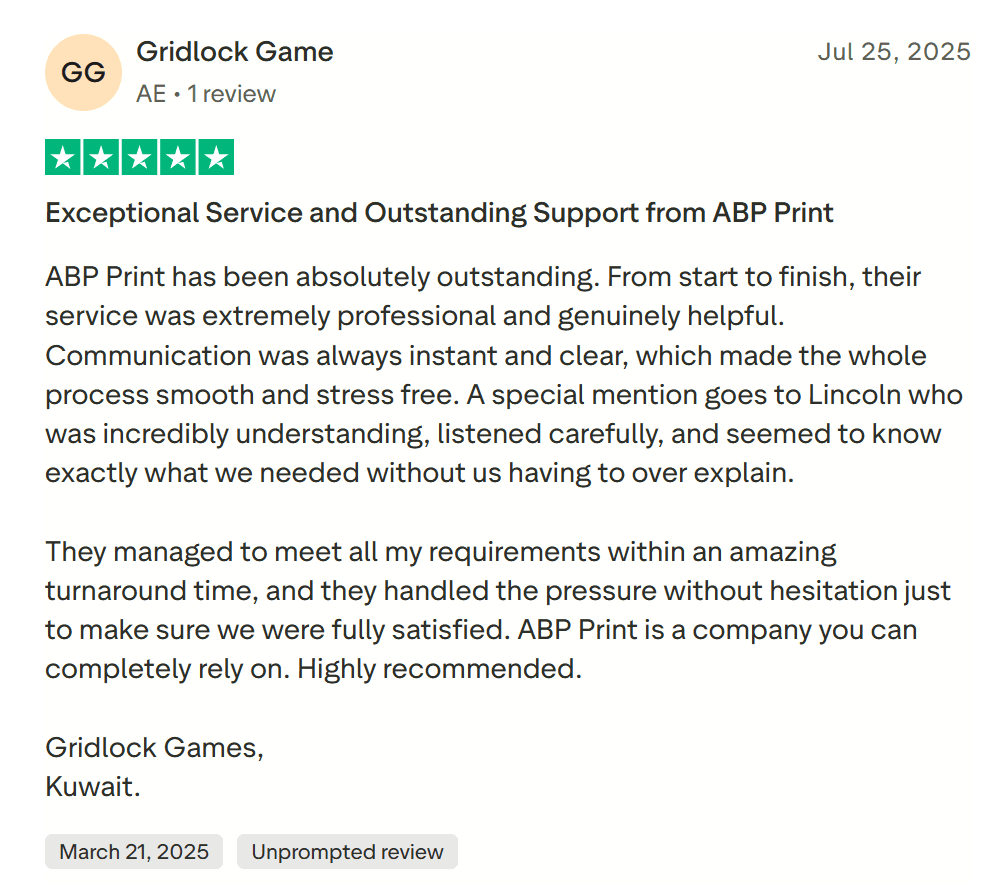 client testimonials for reliable card game printing services worldwide