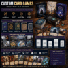 Custom one man card games with premium card finishes, multiple box styles, and custom deck sizes for tabletop game creators