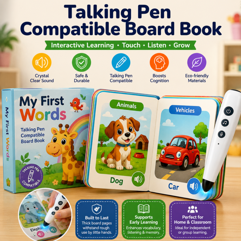 Language learning sound book loaded with educational touch zones