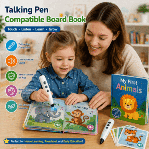 Fun hiding sound book with responsive flat touch buttons