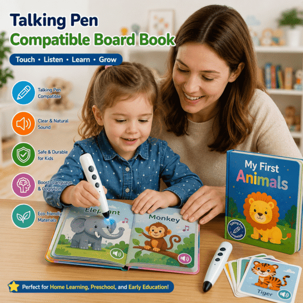 Fun hiding sound book with responsive flat touch buttons