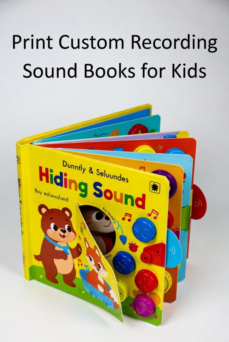 Custom sound board book with multiple touch areas for interactive learning Title: Print Custom Recording Sound Books for Kids - Educational Editions