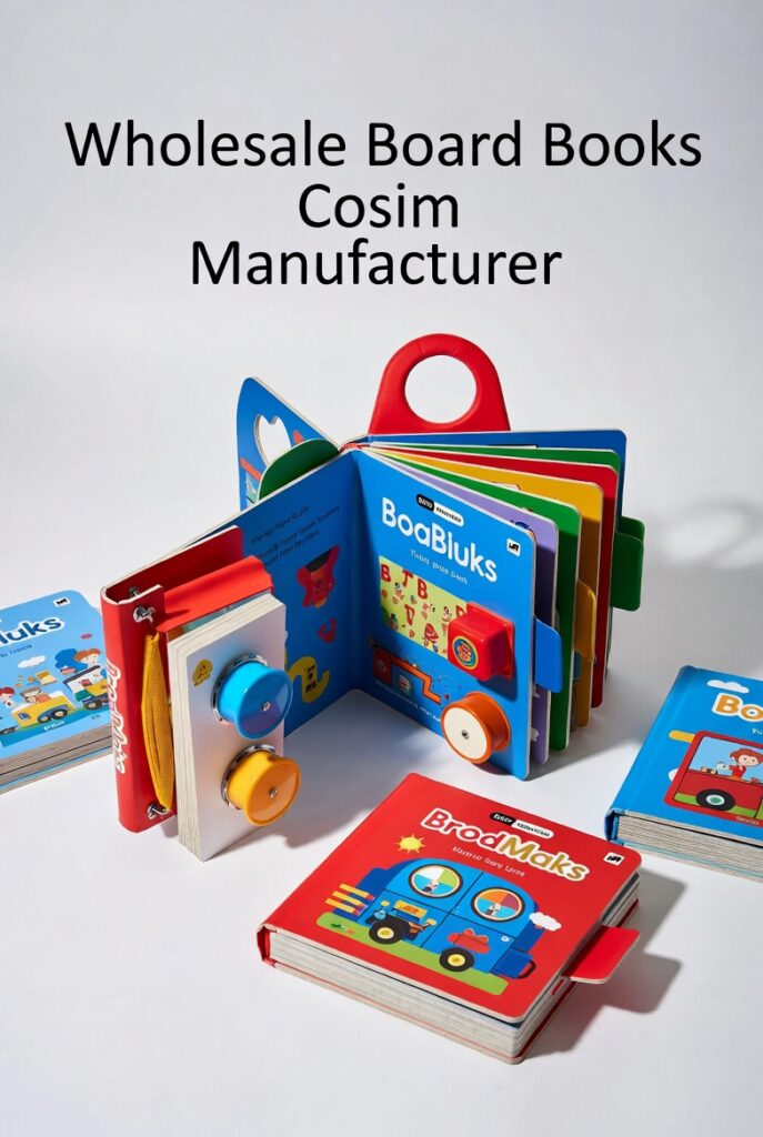 Eye-catching display of wholesale board books with bold covers and text